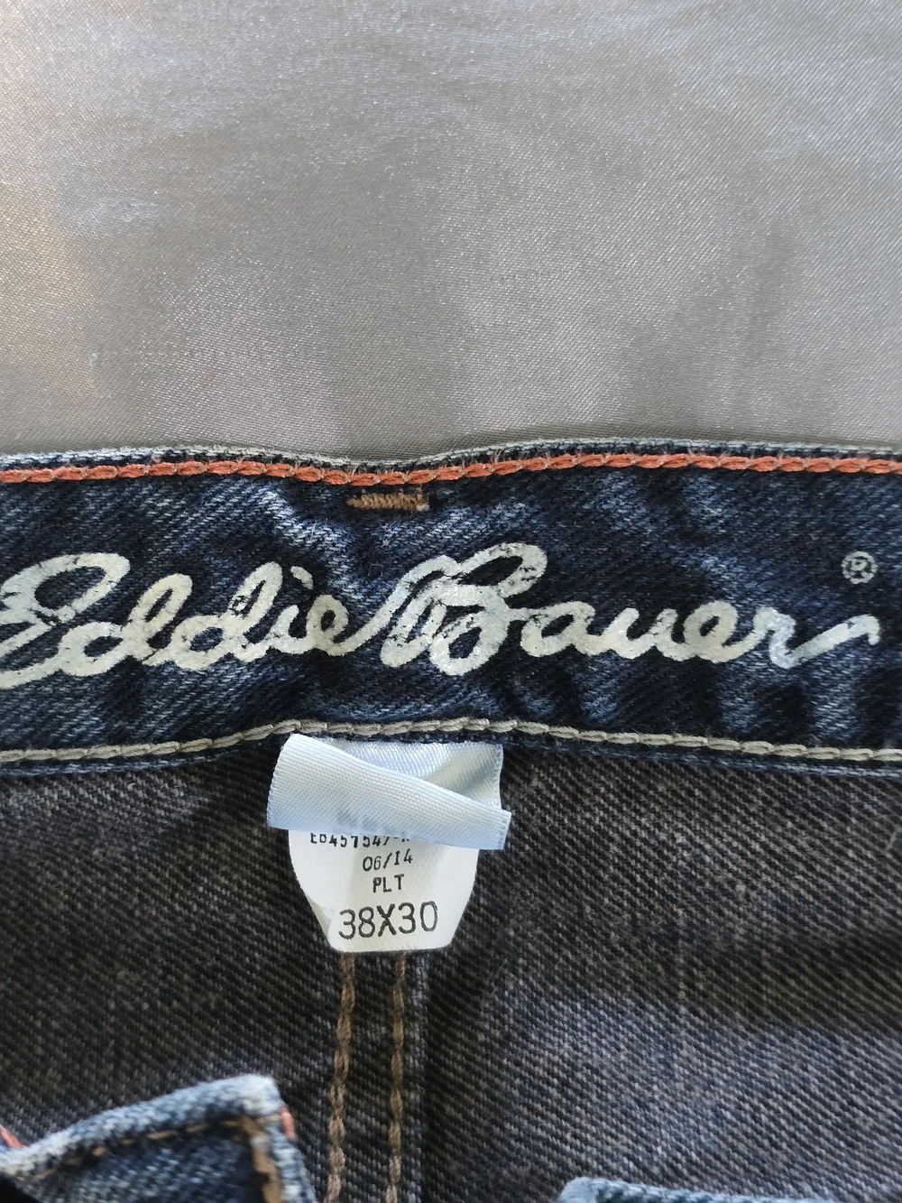 Eddie Bauer Dark Blue Denim Jeans with Orange Stitching